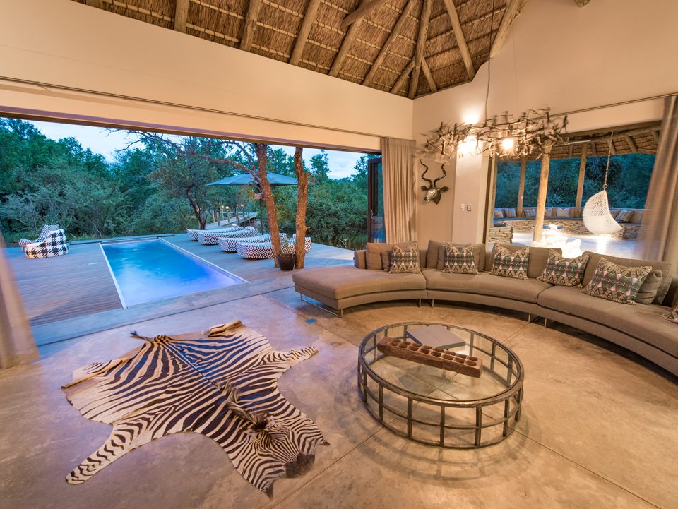 Villa Kudu Living Room with pool view