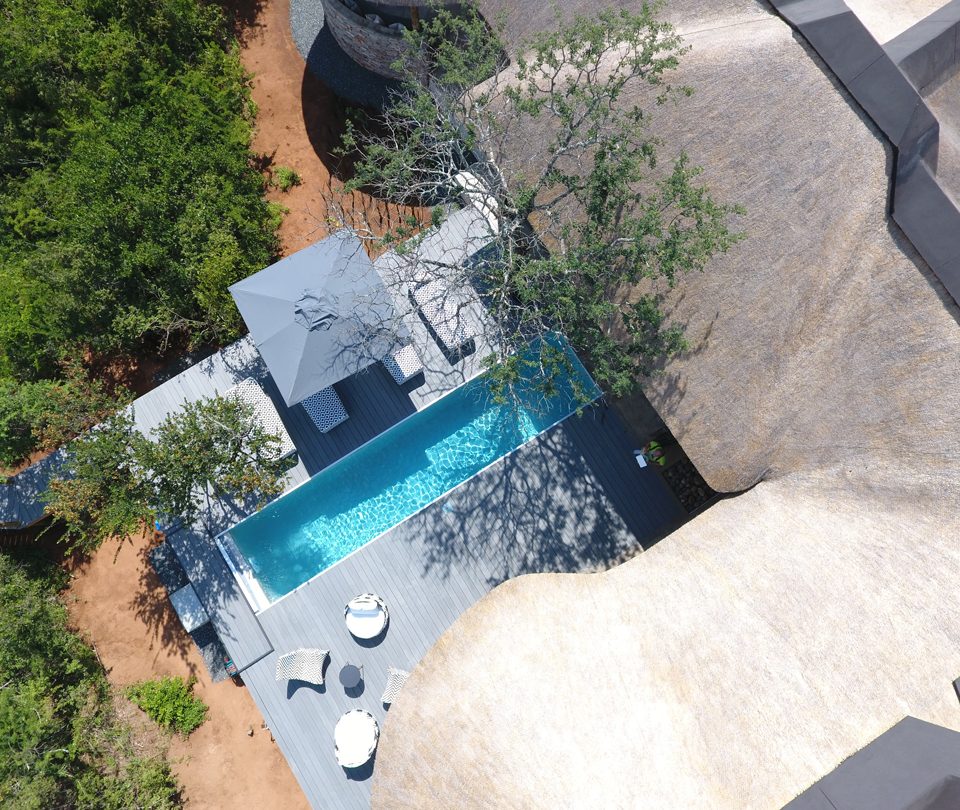 Villa Kudu, swimming-pool from above